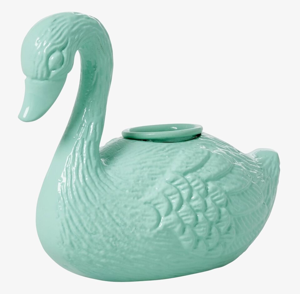 Ljusstake Svan Turkos från Rice i keramik, elegant design