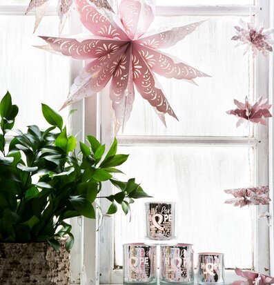 Bild av charmigt arrangemang med ljuslyktor och stjärna