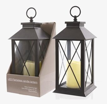 Bild av elegant LED-lykta med svart metall och glas