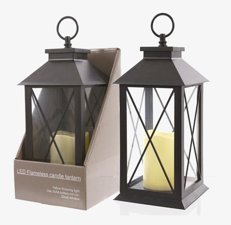 Bild av elegant LED-lykta med svart metall och glas