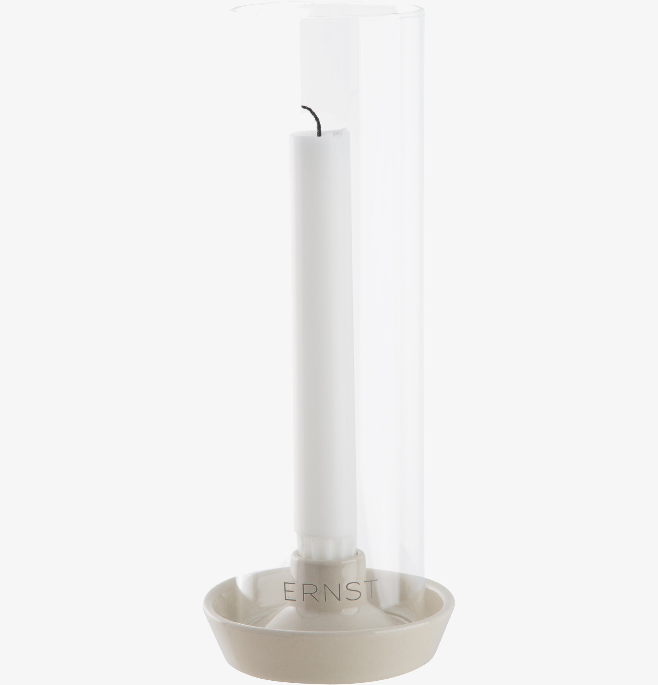 Foto av stilren ljusstake i glas och stengods