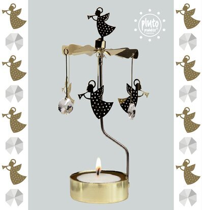 Foto av elegant ljuslykta med änglaspel och kristall