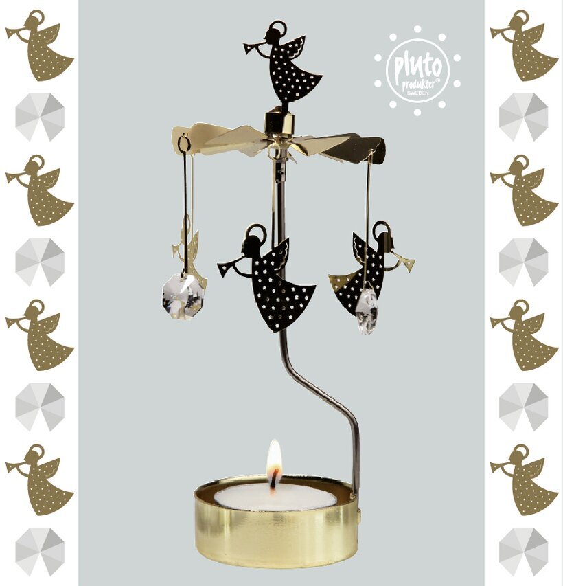 Foto av elegant ljuslykta med änglaspel och kristall