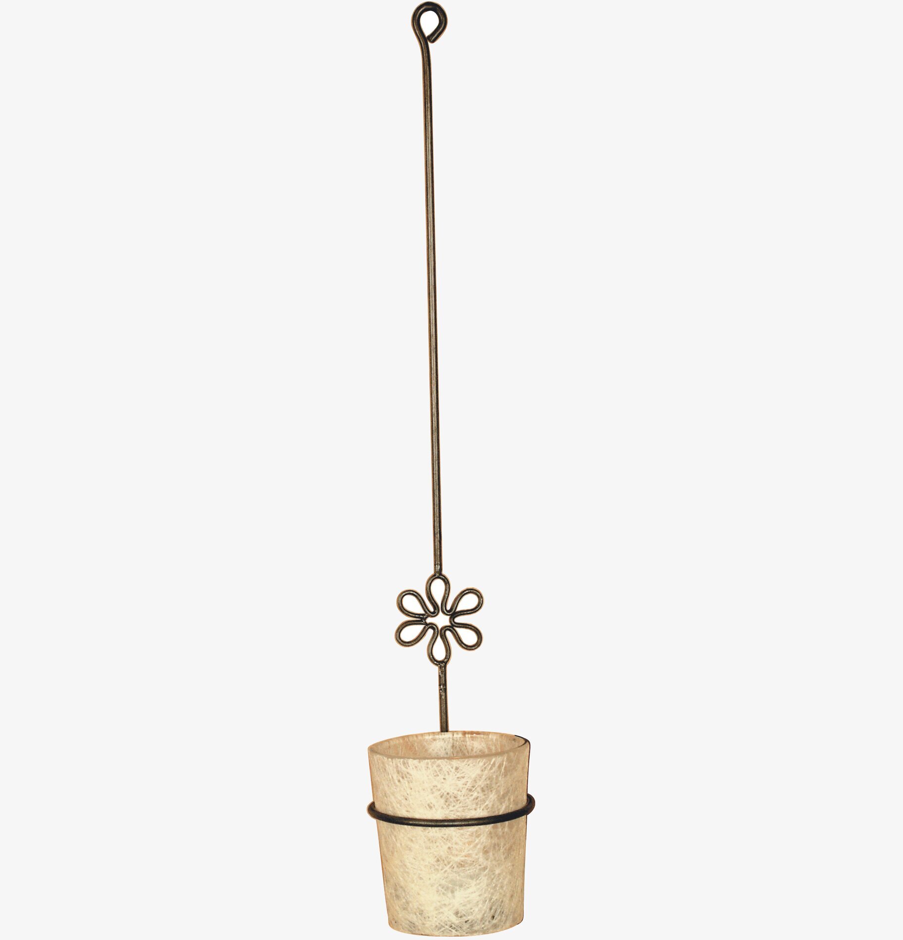 Glasfiberlykta Kritvit från Dixie med metallblomma på toppen