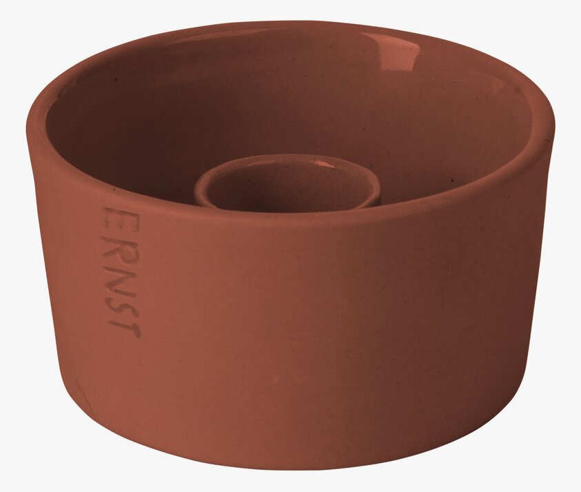 Ljusskål Kronljus Rost från Ernst i roströd keramisk design