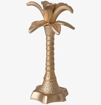 Bild av ljusstake i guld med palminspirerad design