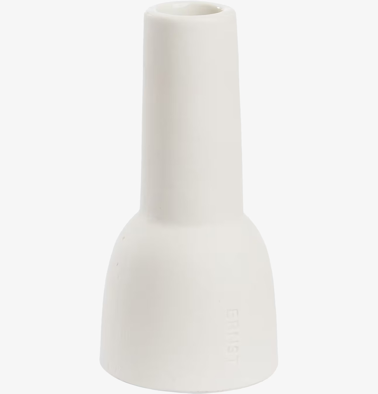 Bild av stilren vit ljusstake i stengods med design