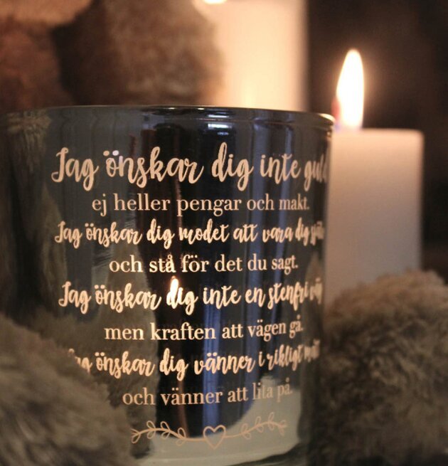 Ljuslykta Jag Önskar Dig från Majas Cottage med text