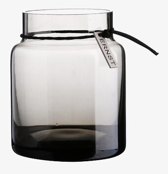 Bild av stilren värmeljuslykta i rökgrått glas