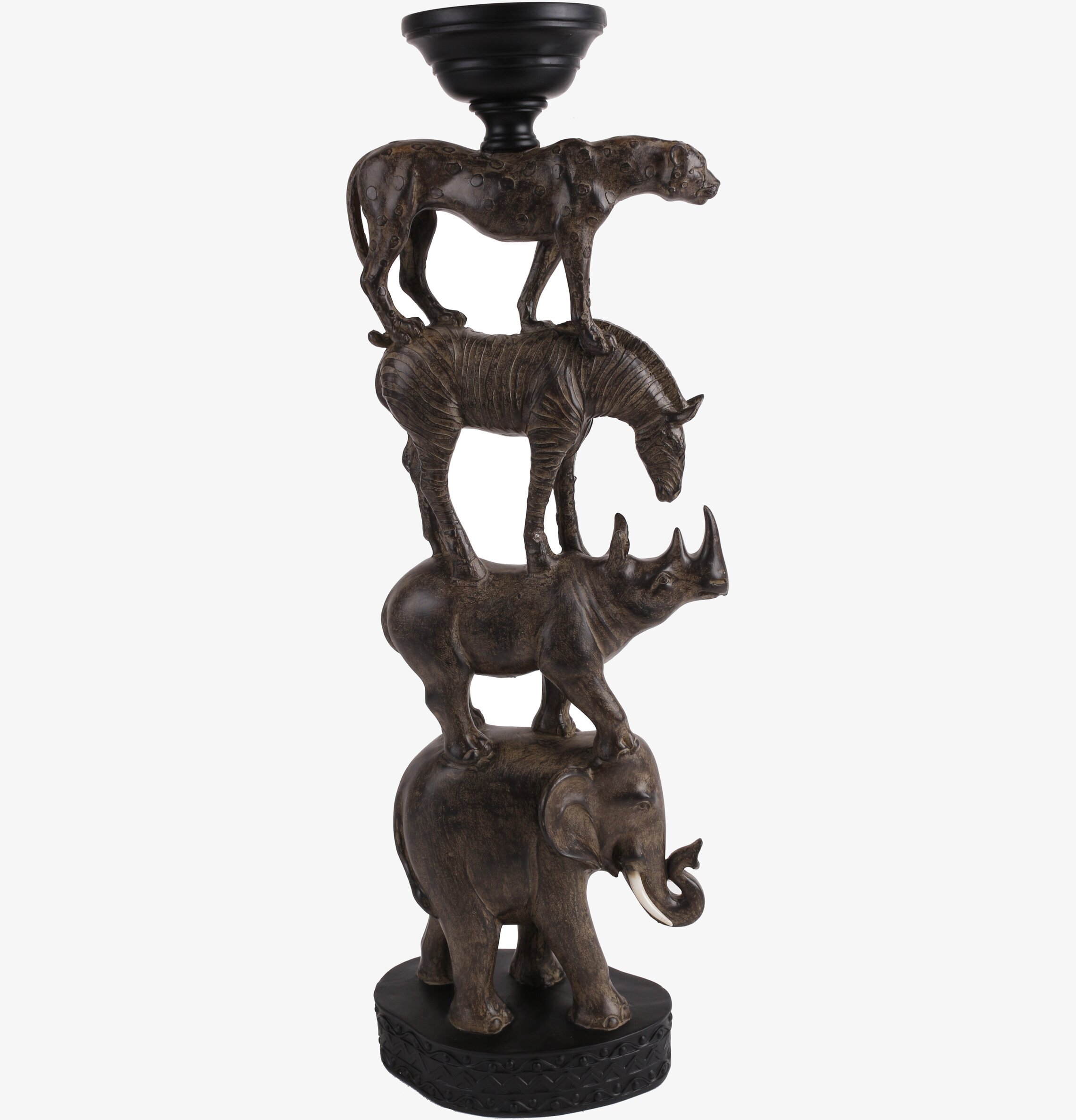 Bild av ljusstake med djurtema och antikbrun finish