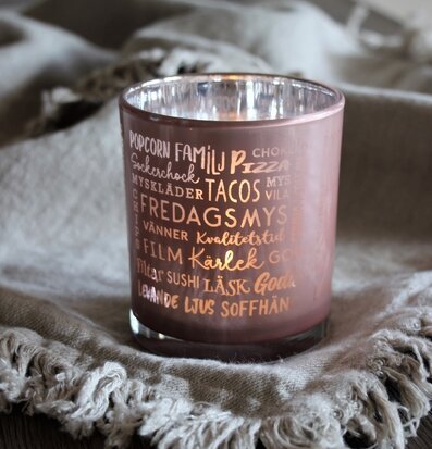 Ljuslykta Fredagsmys Rosa/Silver från Majas Cottage i glas