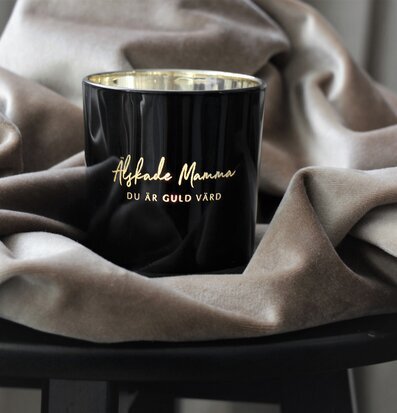 Ljuslykta Älskade Mamma - Majas Cottage, svart med guld