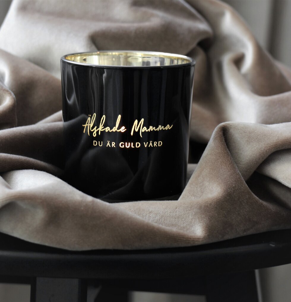 Ljuslykta Älskade Mamma - Majas Cottage, svart med guld