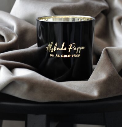 Ljuslykta Älskade Pappa - Majas Cottage, svart med guldfärg