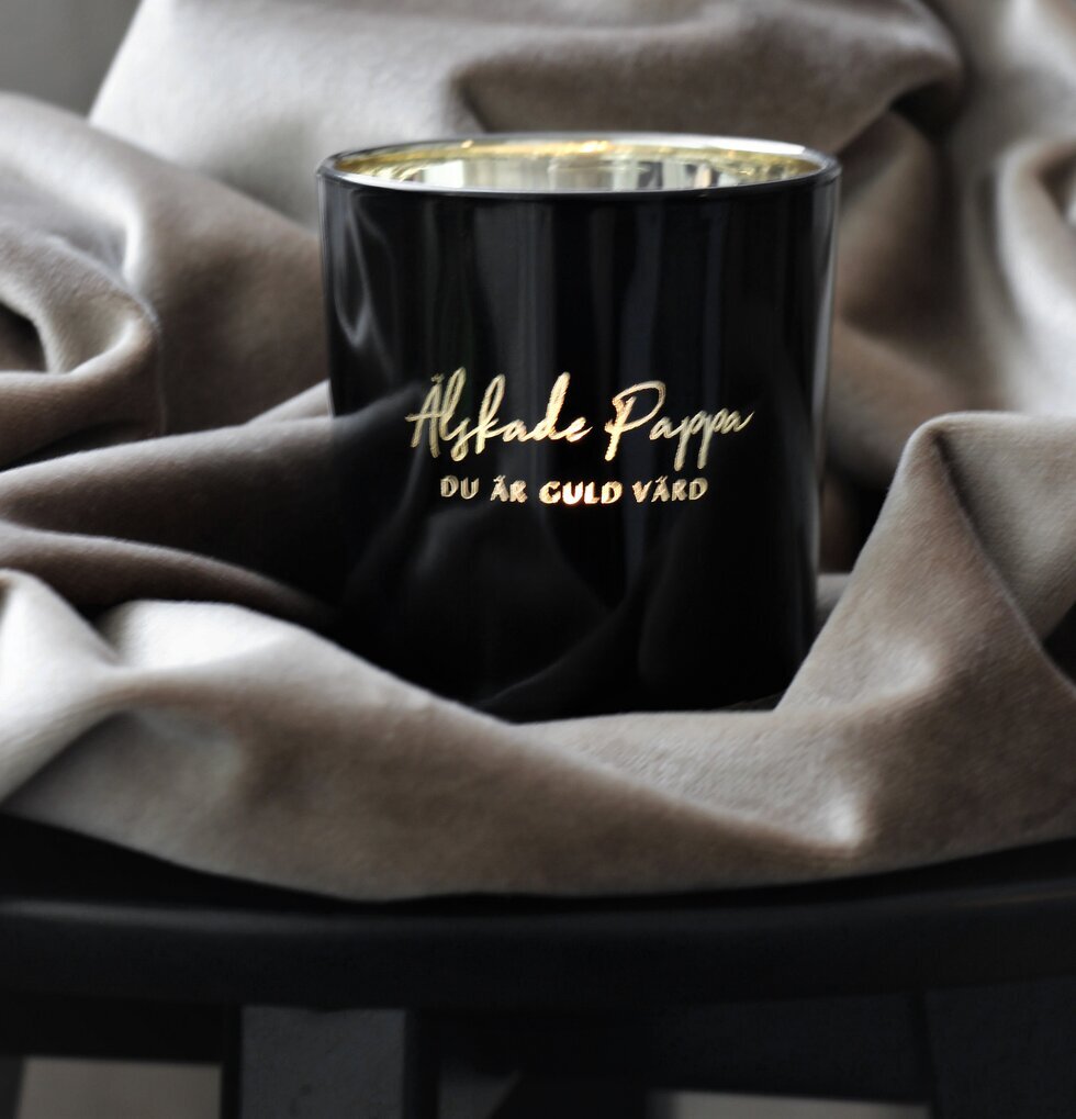 Ljuslykta Älskade Pappa - Majas Cottage, svart med guldfärg