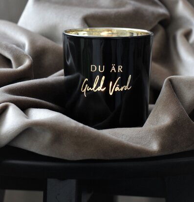 Ljuslykta Du Är Guld Värd - Majas Cottage, svart och guld