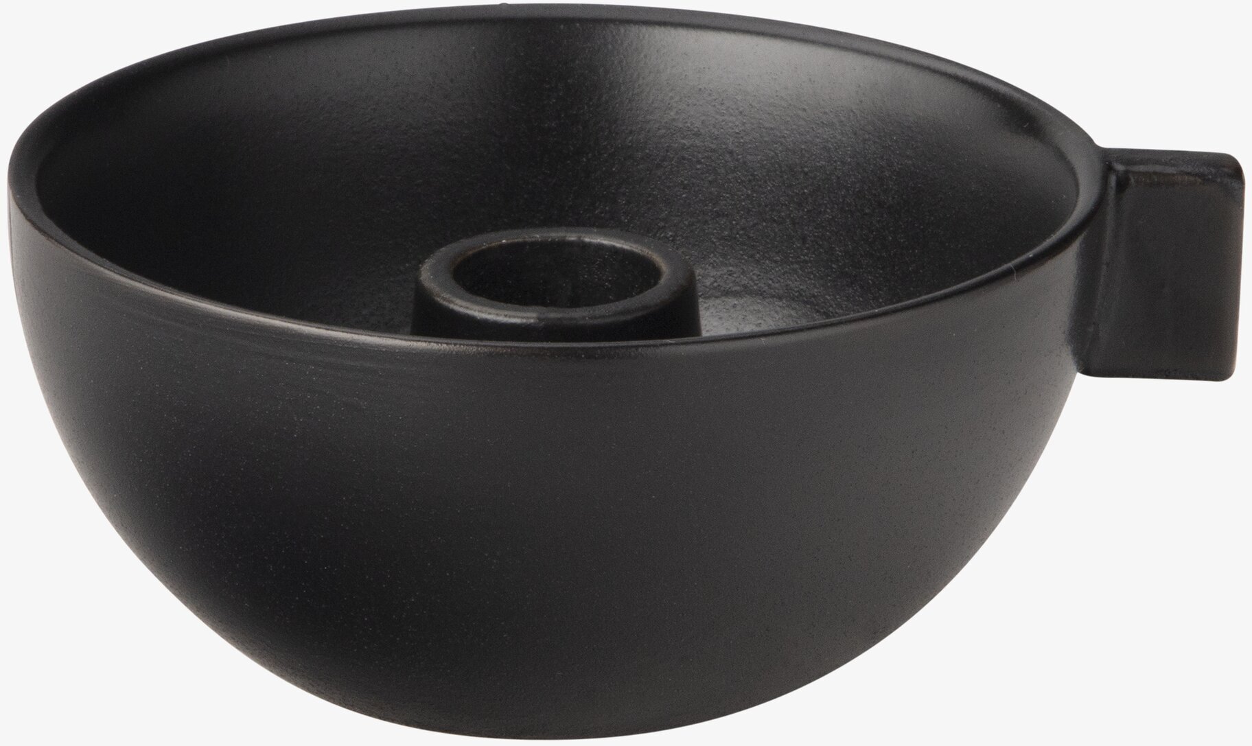 Ljusskål Ø 12 cm från Ernst i svart metall med handtag