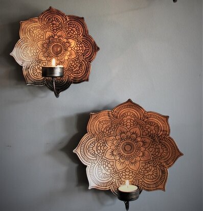 Väggljushållare Mandala Antik Ø 22 cm från Majas Cottage