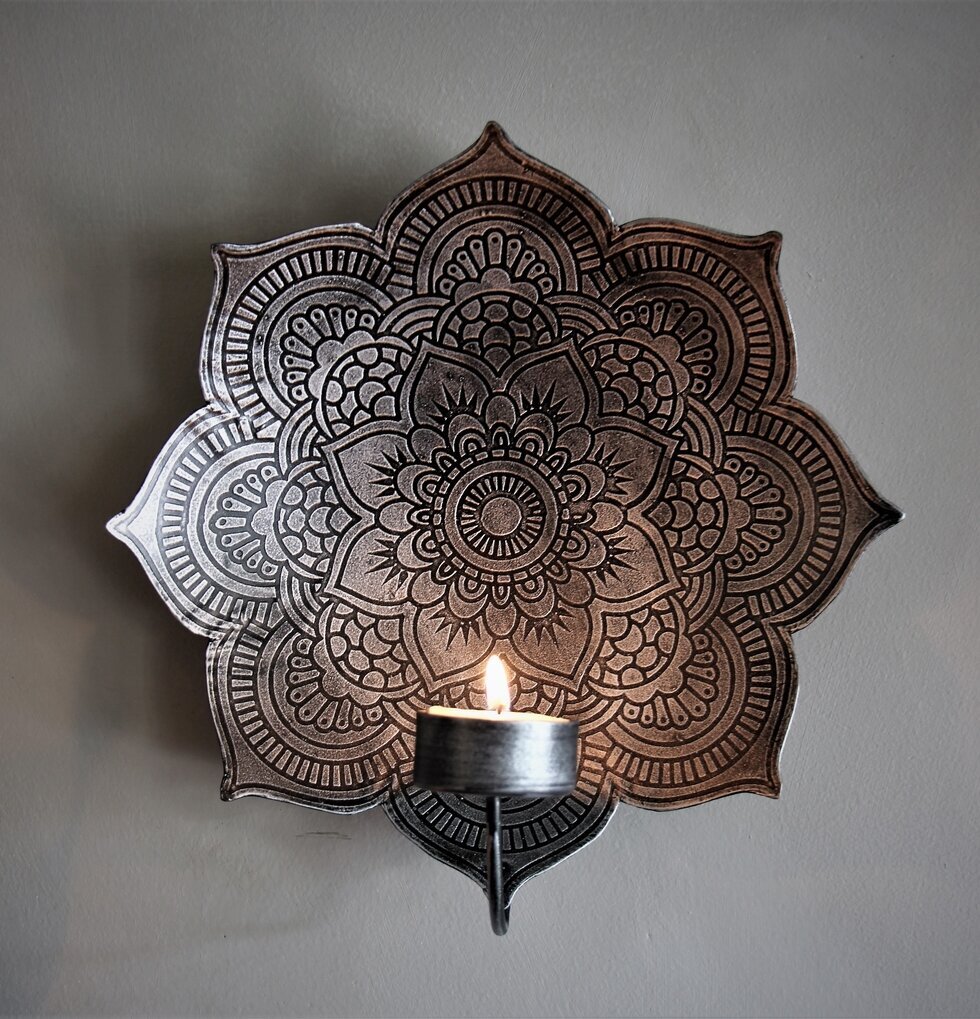 Väggljushållare Mandala Smoke Ø 18 cm från Majas Cottage
