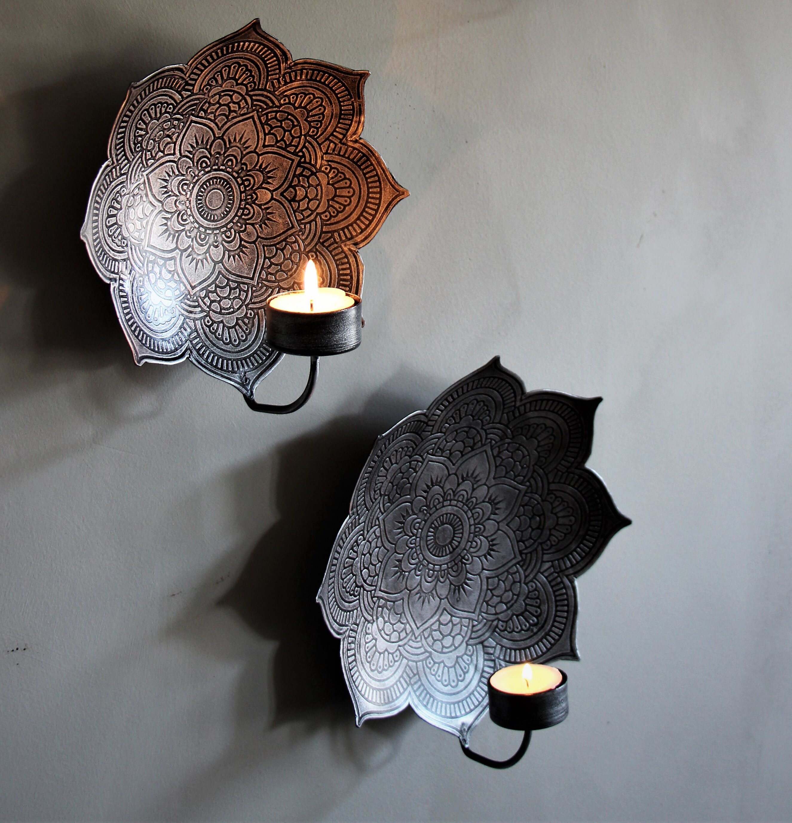 Väggljushållare Mandala Smoke Ø 18 cm från Majas Cottage