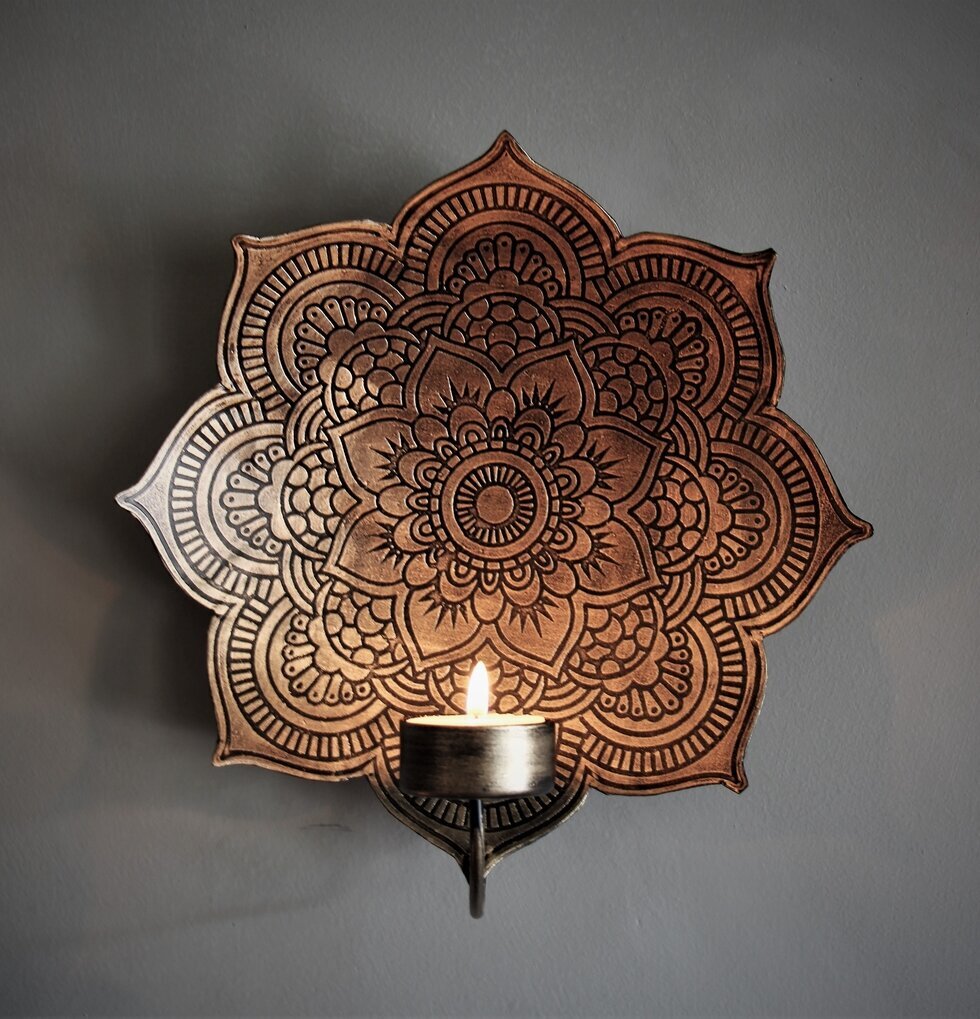 Väggljushållare Mandala Antik Ø 22 cm från Majas Cottage