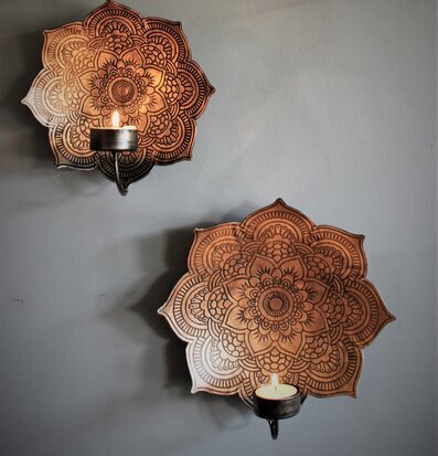 Väggljushållare Mandala Antik Ø 18 cm från Majas Cottage
