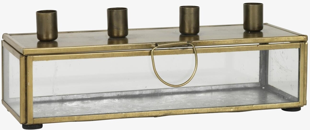 Bild av elegant adventsljusstake i mässing och glas