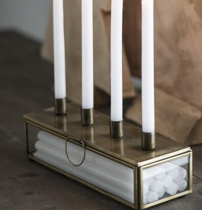 Bild av elegant adventsljusstake i mässing och glas