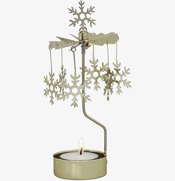 Bild av elegant gyllene ljuslykta med snöflingor