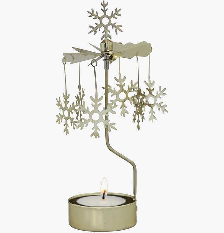 Bild av elegant gyllene ljuslykta med snöflingor