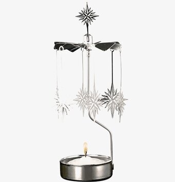 Bild av elegant silveränglaspel med snurrande stjärnor