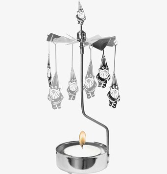 Bild av snurrande ljuslykta med trädgårdstomtar