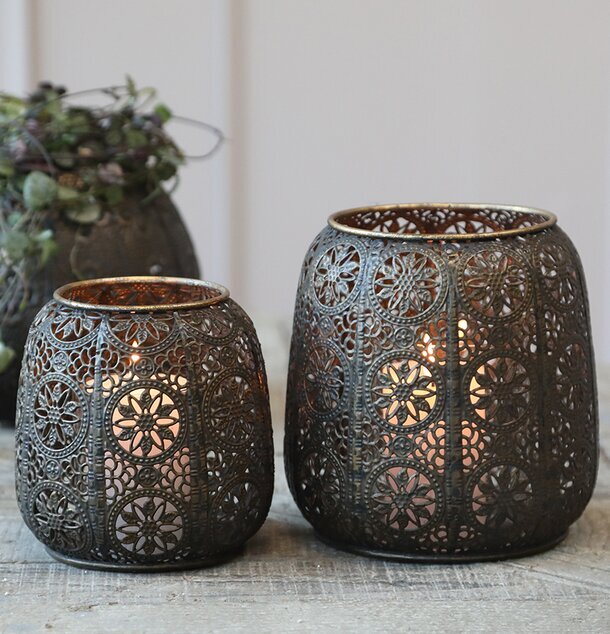 Ljuslykta Hurricane Antique Bronze från Chic Antique