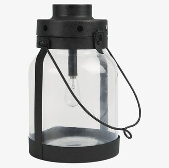 Bild av stilren svart metall ljuslykta med LED