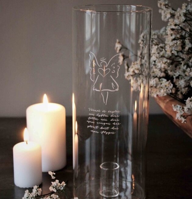 Ljuslykta - Vänner är änglar från Majas Cottage på bord