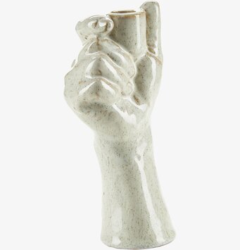 Bild av stiliserad handformad ljushållare i keramik