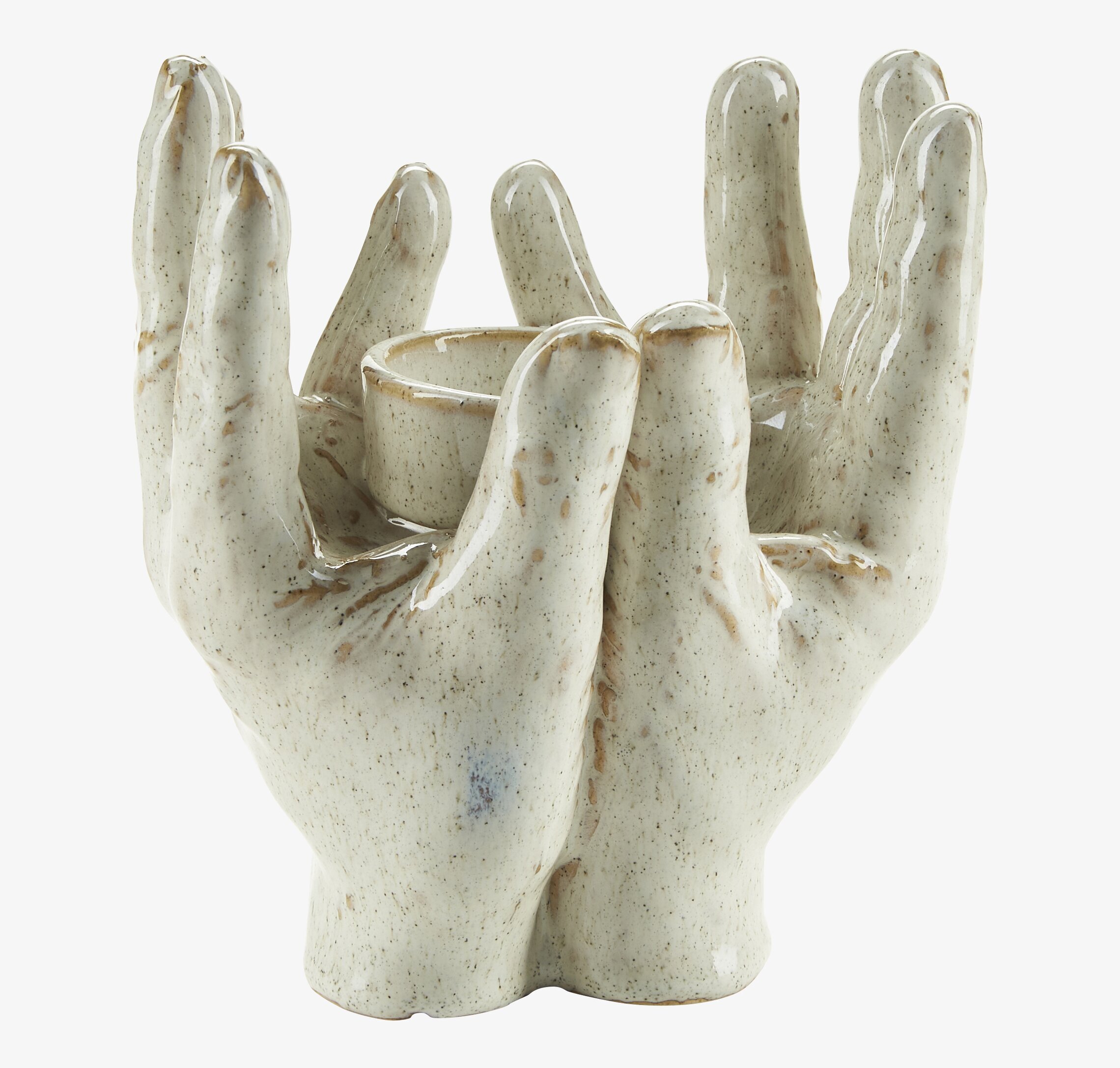 Bild av konstnärlig ljushållare formad som händer