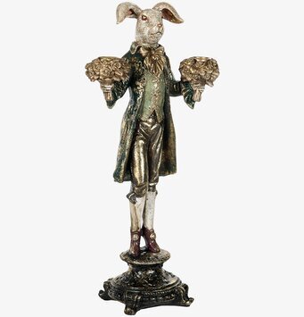 Bild av elegant kaninljusstake i mörkgrön design