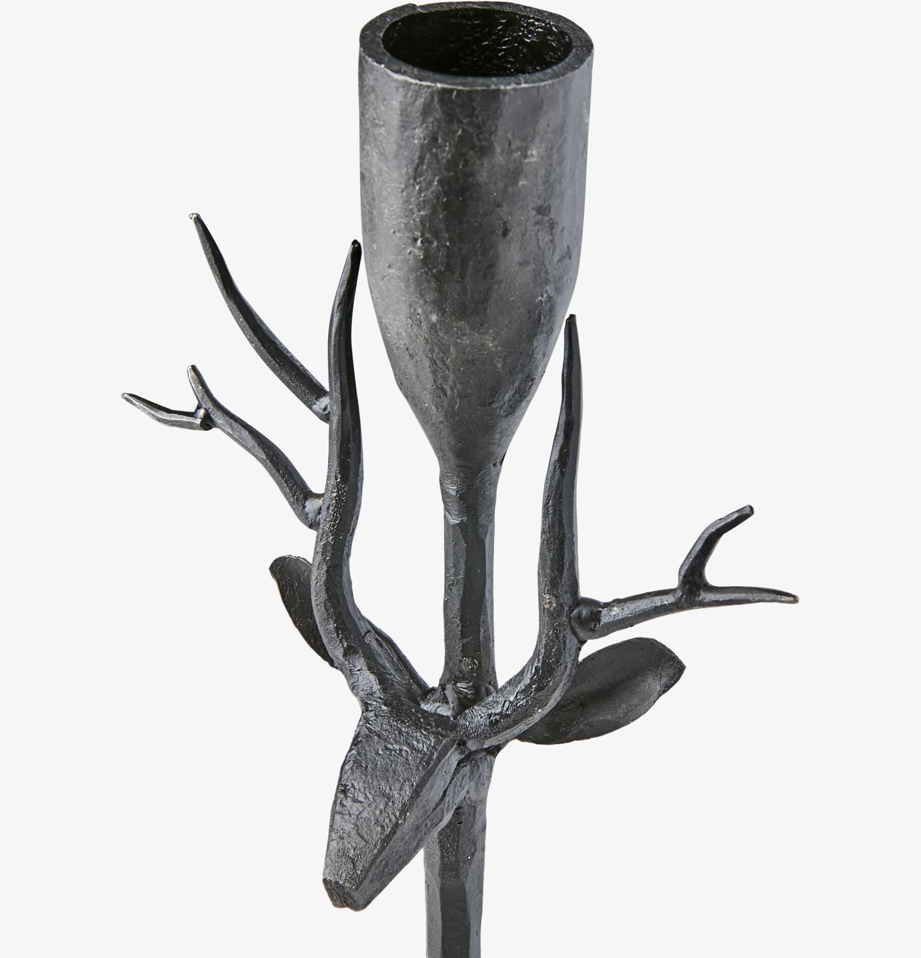 Ljusstake Svart Thor från Affari med hjorthorn och rå design