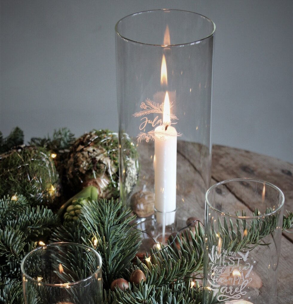 Ljuslykta Julmys från Majas Cottage i tre olika storlekar