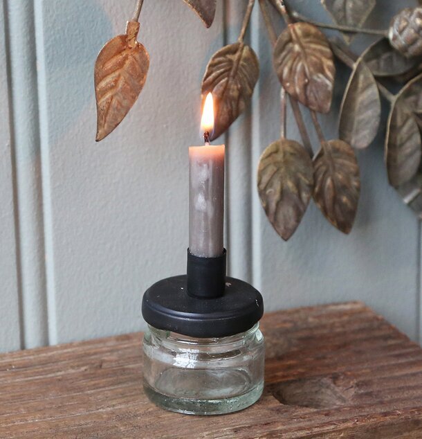 Ljusstake Med Förvaring Svart från Chic Antique på träbord