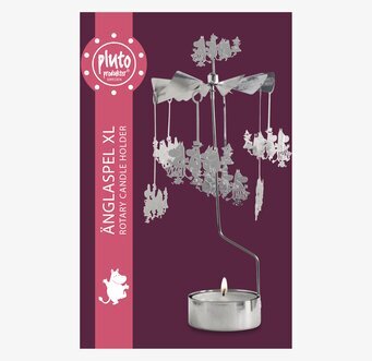 Bild av elegant änglaspel med Muminfamiljen i silver