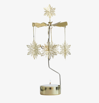 Bild av ett ljusspel med snöstjärnor och värmeljus