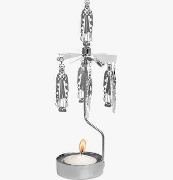 Bild av stilren ljuslykta med roterande silhuetter