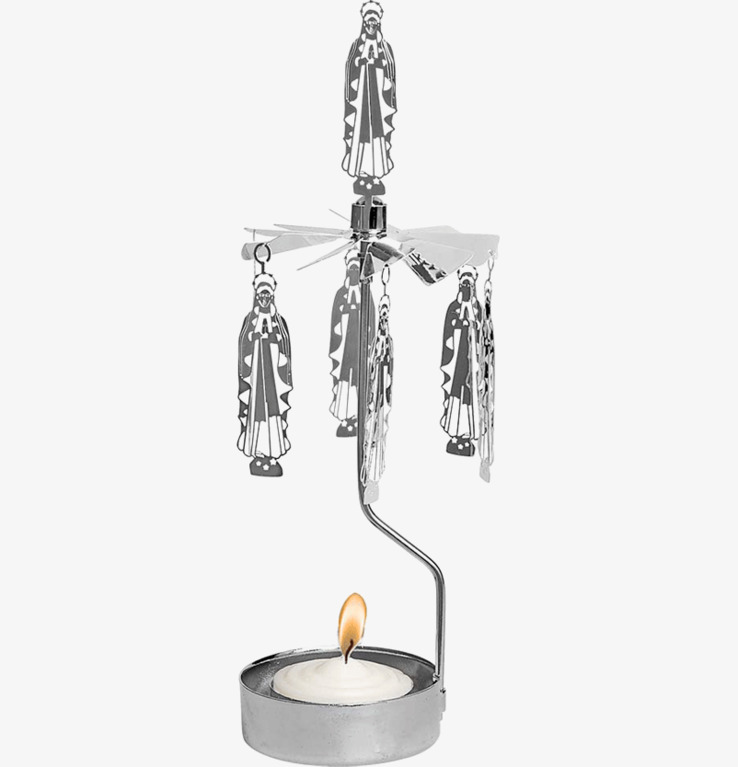 Bild av stilren ljuslykta med roterande silhuetter