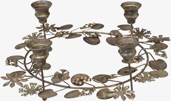 Bild av antik adventsljusstake med botanisk design
