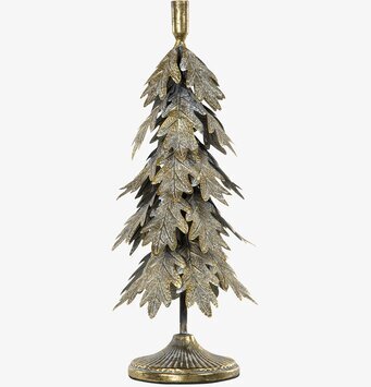 Bild av stiliserad granljusstake med eklövsmönster