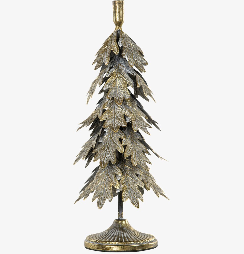 Bild av stiliserad granljusstake med eklövsmönster