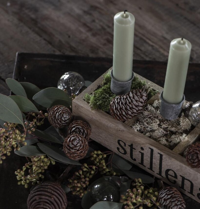 Trälåda Stillenat från IB Laursen med ljus och mossa