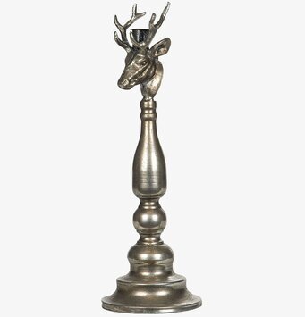 Bild av elegant ljusstake med hjortmotiv i antiksilver